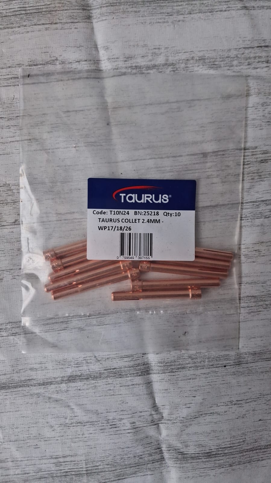 Taurus TIG collets 2.4mm for WP17, WP18, and WP26 torches